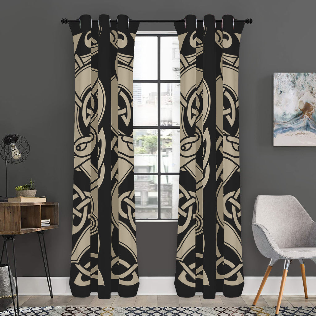 Viking Wolves Symbol Print Curtain