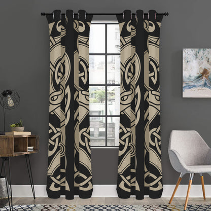 Viking Wolves Symbol Print Curtain