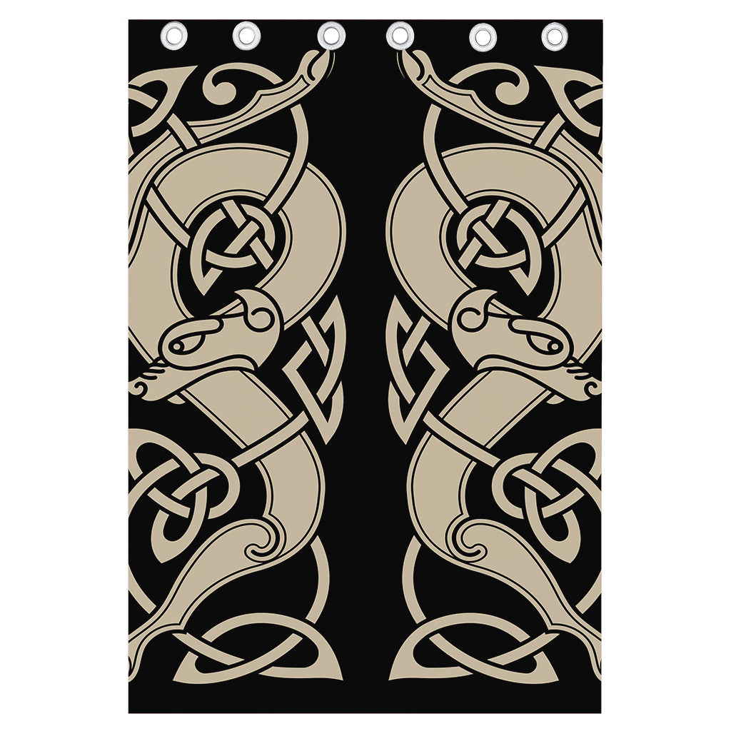 Viking Wolves Symbol Print Curtain