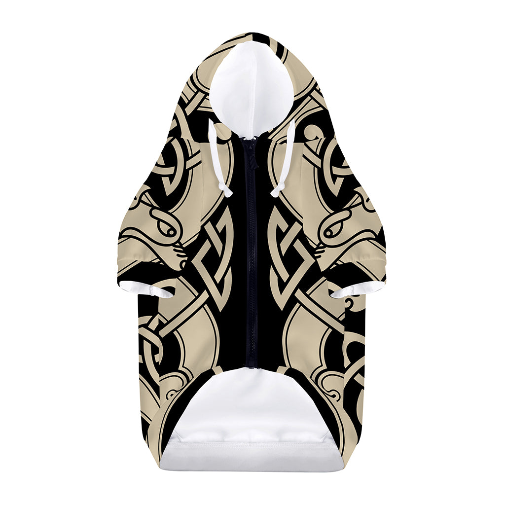 Viking Wolves Symbol Print Dog Zip Up Hoodie