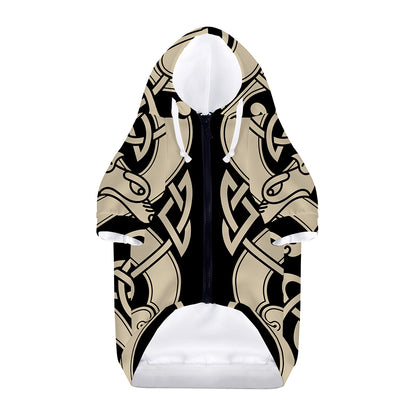 Viking Wolves Symbol Print Dog Zip Up Hoodie