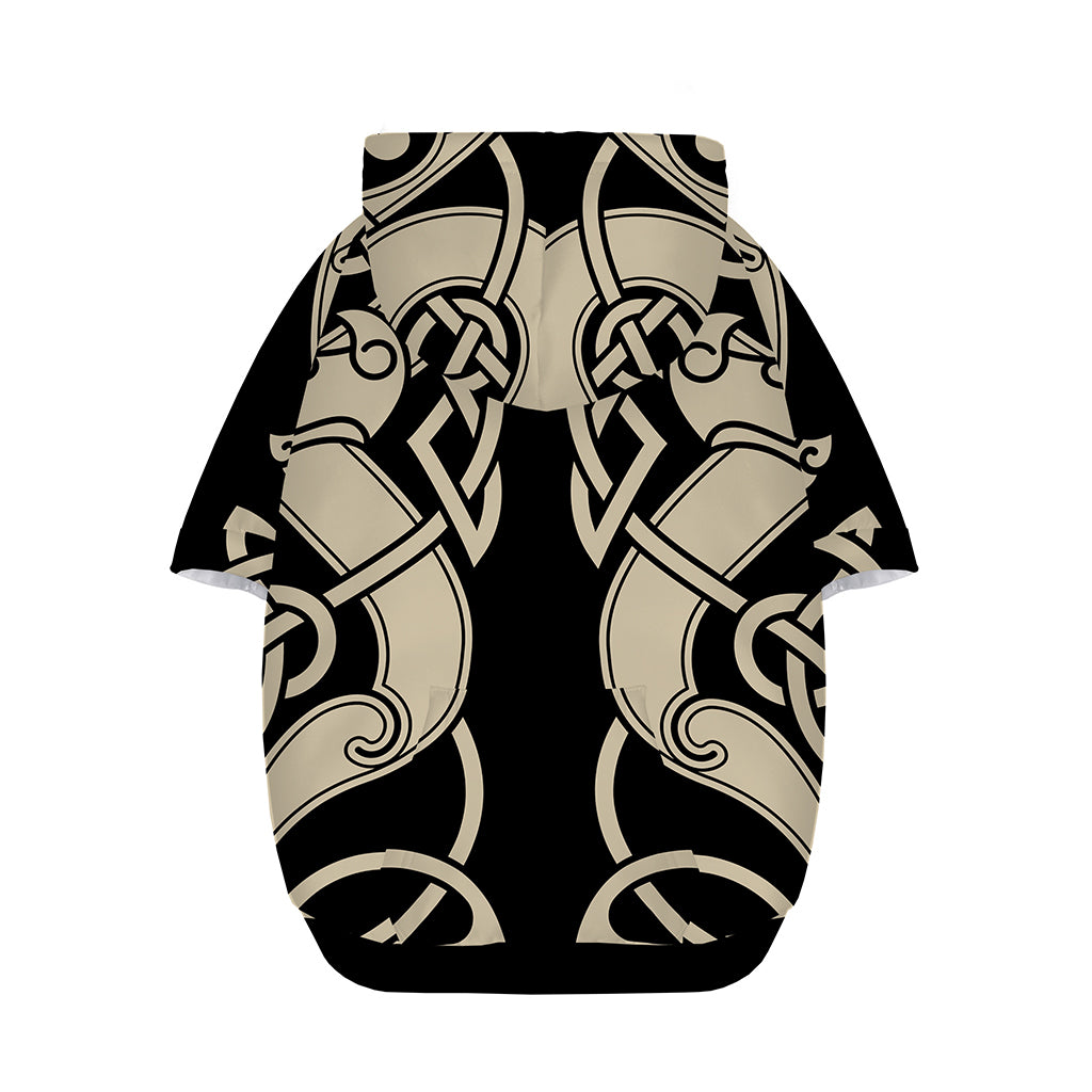 Viking Wolves Symbol Print Dog Zip Up Hoodie