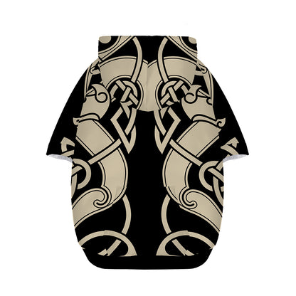 Viking Wolves Symbol Print Dog Zip Up Hoodie