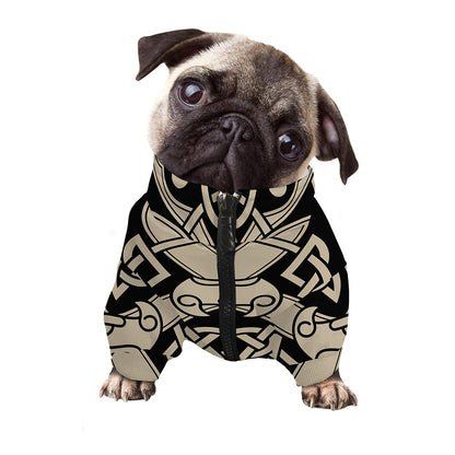 Viking Wolves Symbol Print Dog Zip Up Jacket