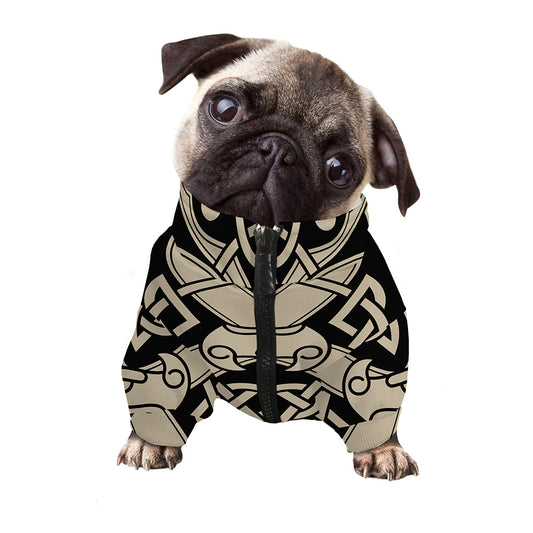 Viking Wolves Symbol Print Dog Zip Up Jacket