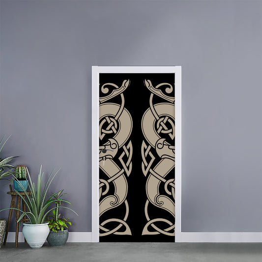 Viking Wolves Symbol Print Door Sticker