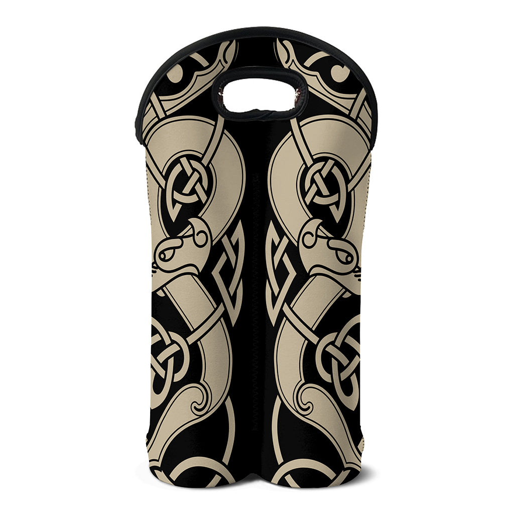 Viking Wolves Symbol Print Double Neoprene Wine Tote