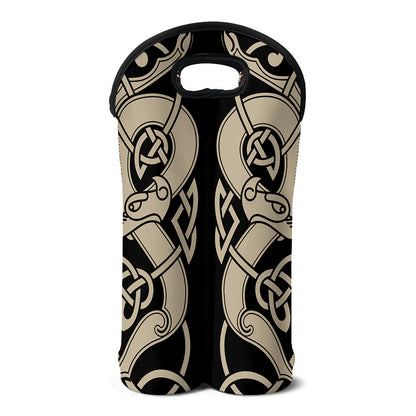 Viking Wolves Symbol Print Double Neoprene Wine Tote