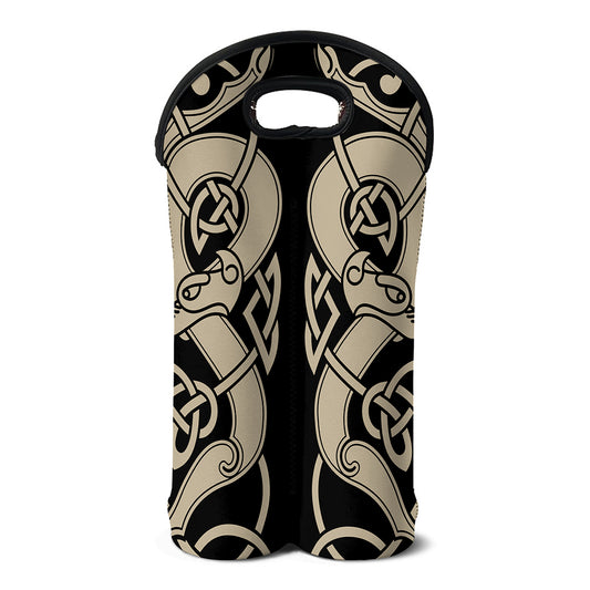 Viking Wolves Symbol Print Double Neoprene Wine Tote