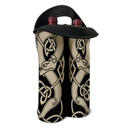 Viking Wolves Symbol Print Double Neoprene Wine Tote