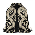 Viking Wolves Symbol Print Drawstring Bag