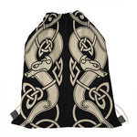 Viking Wolves Symbol Print Drawstring Bag