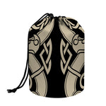 Viking Wolves Symbol Print Drawstring Makeup Bag