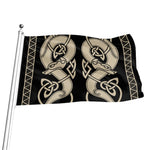 Viking Wolves Symbol Print Flag