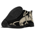 Viking Wolves Symbol Print Flat Ankle Boots