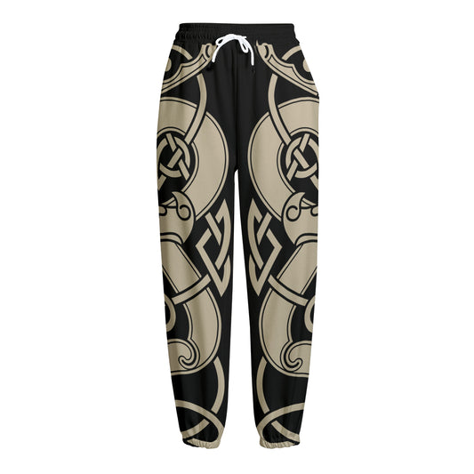 Viking Wolves Symbol Print Fleece Lined Knit Pants