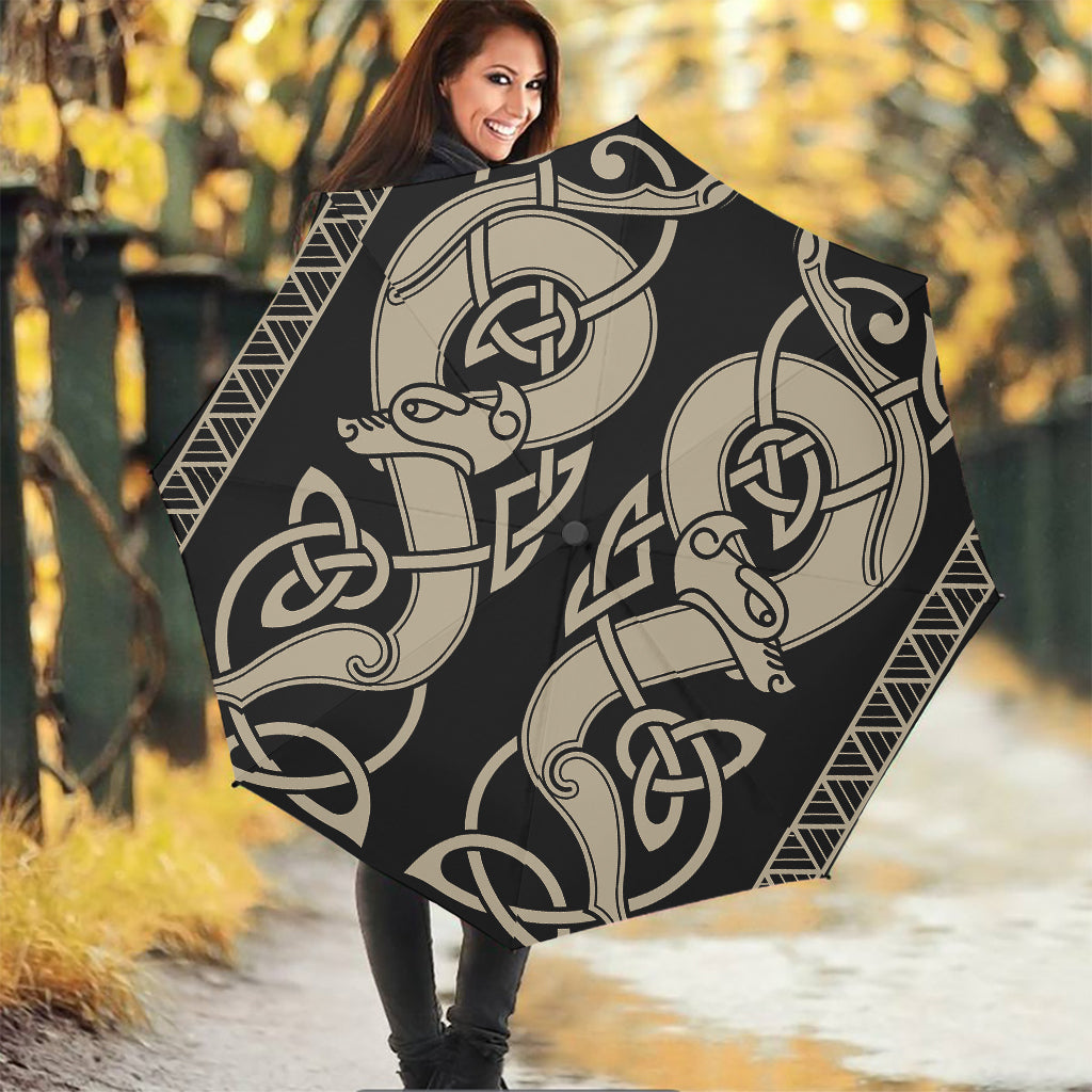 Viking Wolves Symbol Print Foldable Umbrella