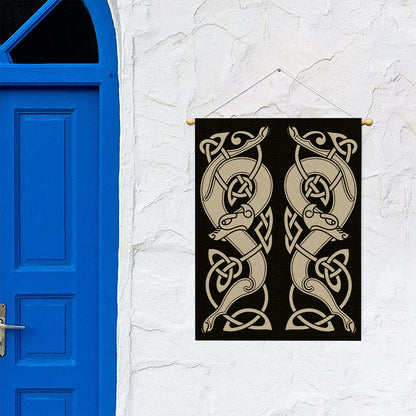 Viking Wolves Symbol Print Garden Flag