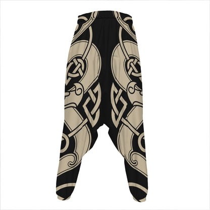 Viking Wolves Symbol Print Hammer Pants