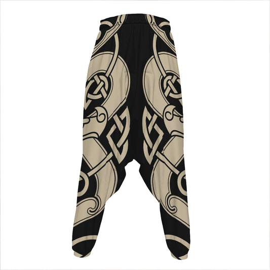 Viking Wolves Symbol Print Hammer Pants