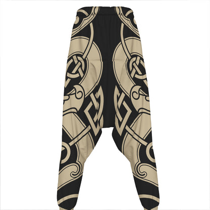 Viking Wolves Symbol Print Hammer Pants