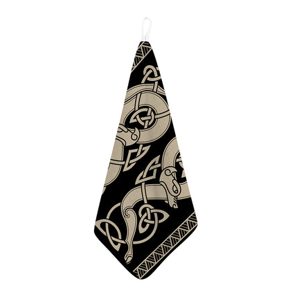 Viking Wolves Symbol Print Hand Towel