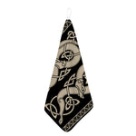 Viking Wolves Symbol Print Hand Towel