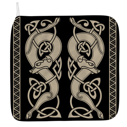 Viking Wolves Symbol Print Hand Towel