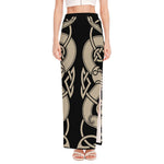 Viking Wolves Symbol Print High Slit Maxi Skirt