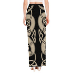 Viking Wolves Symbol Print High Slit Maxi Skirt