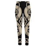 Viking Wolves Symbol Print High-Waisted Pocket Leggings