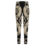 Viking Wolves Symbol Print High-Waisted Pocket Leggings