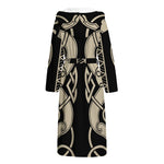 Viking Wolves Symbol Print Hooded Bathrobe