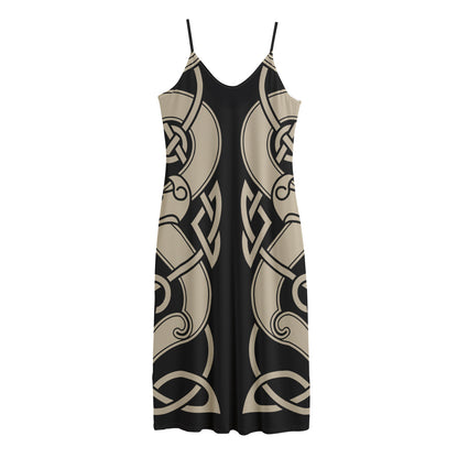 Viking Wolves Symbol Print Jersey Midi Cami Dress
