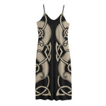 Viking Wolves Symbol Print Jersey Midi Cami Dress
