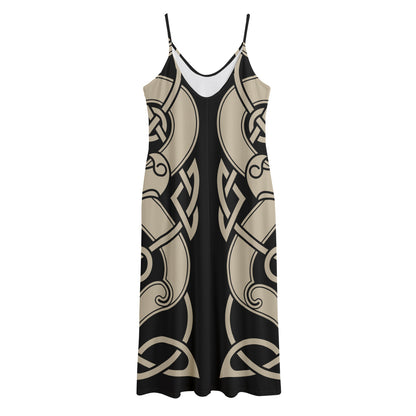 Viking Wolves Symbol Print Jersey Midi Cami Dress