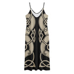 Viking Wolves Symbol Print Jersey Midi Cami Dress