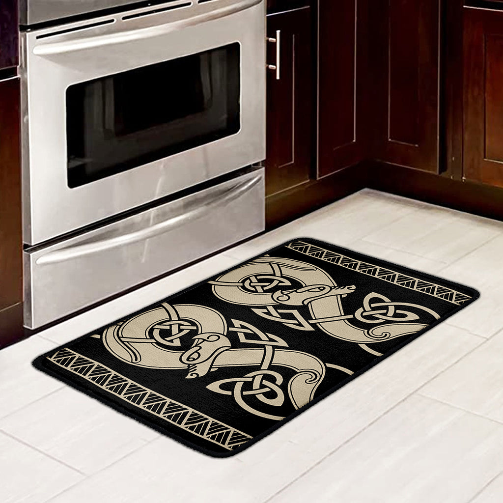 Viking Wolves Symbol Print Kitchen Mat