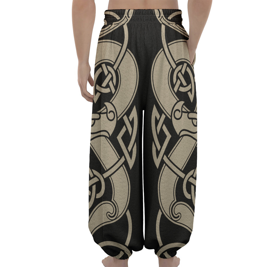 Viking Wolves Symbol Print Lantern Pants