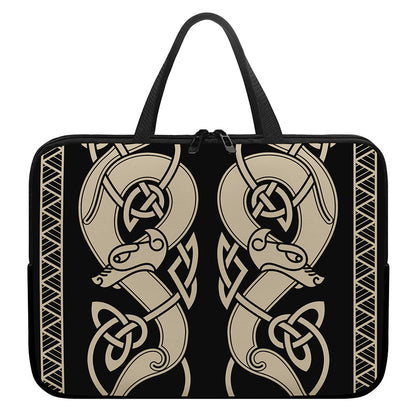 Viking Wolves Symbol Print Laptop Sleeve With Handle