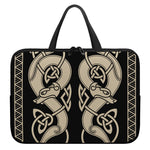 Viking Wolves Symbol Print Laptop Sleeve With Handle
