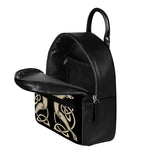 Viking Wolves Symbol Print Leather Backpack