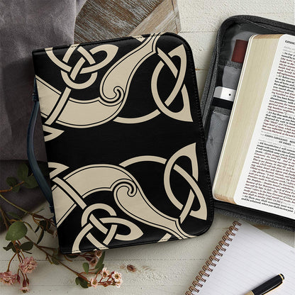 Viking Wolves Symbol Print Leather Bible Cover