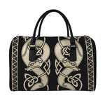 Viking Wolves Symbol Print Leather Duffle Bag