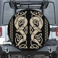 Viking Wolves Symbol Print Leather Spare Tire Cover