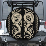 Viking Wolves Symbol Print Leather Spare Tire Cover