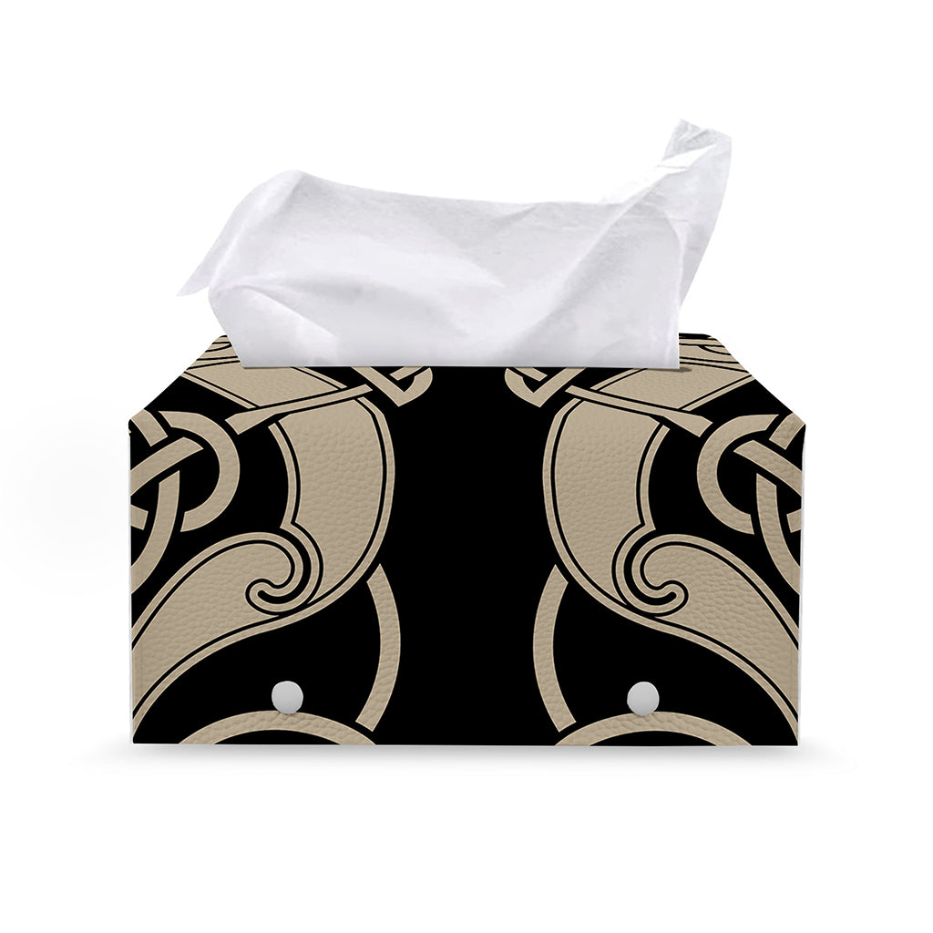 Viking Wolves Symbol Print Leather Tissue Box Cover