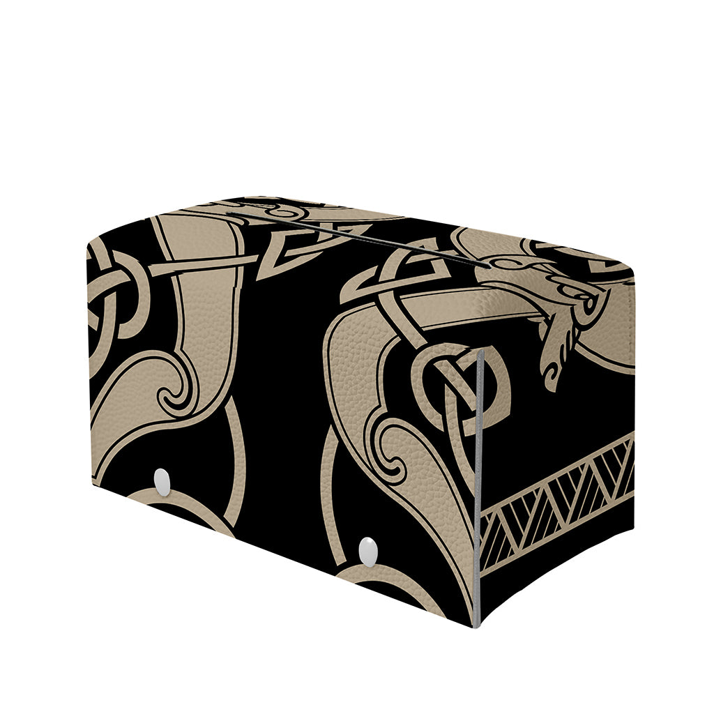 Viking Wolves Symbol Print Leather Tissue Box Cover