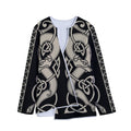 Viking Wolves Symbol Print Long Sleeve Short Coat
