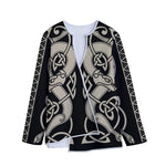 Viking Wolves Symbol Print Long Sleeve Short Coat